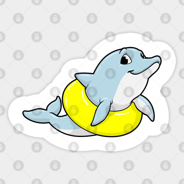 Dolphin at Swimming with Swim ring Sticker by Markus Schnabel